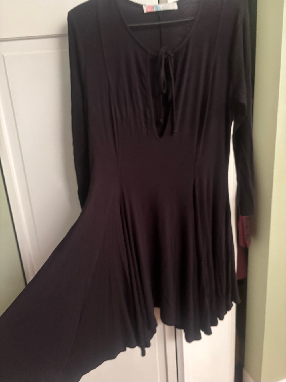 FP Beach Medium Women's Black Tie-Neck Long Sleeve Dress Top - Picture 3 of 3